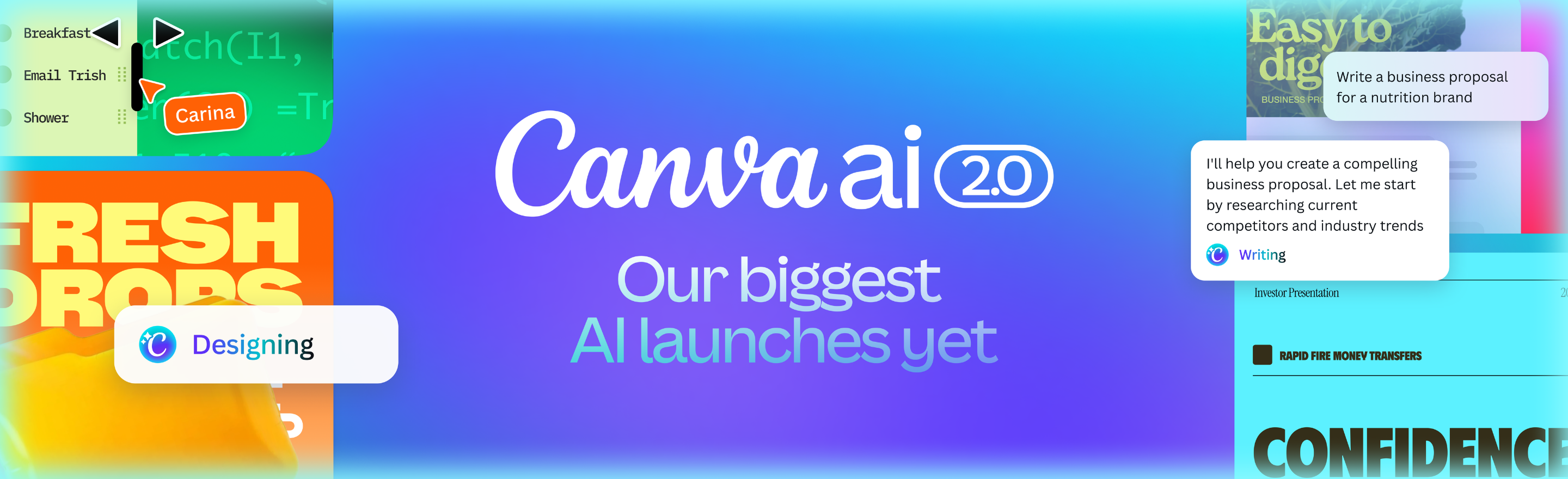 Canva AI 2.0 출시를 보여주는 시각 자료